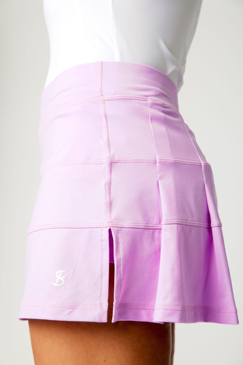 Pink 12" Panel Back Pleat Tennis Skort by Sofibella, side view