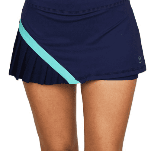 Speed Lines Navy 12" Tennis Skort by Sofibella, front view