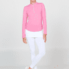 Women's Long Sleeve Tennis Top with Zipper by Sofibella, rosa color, front view