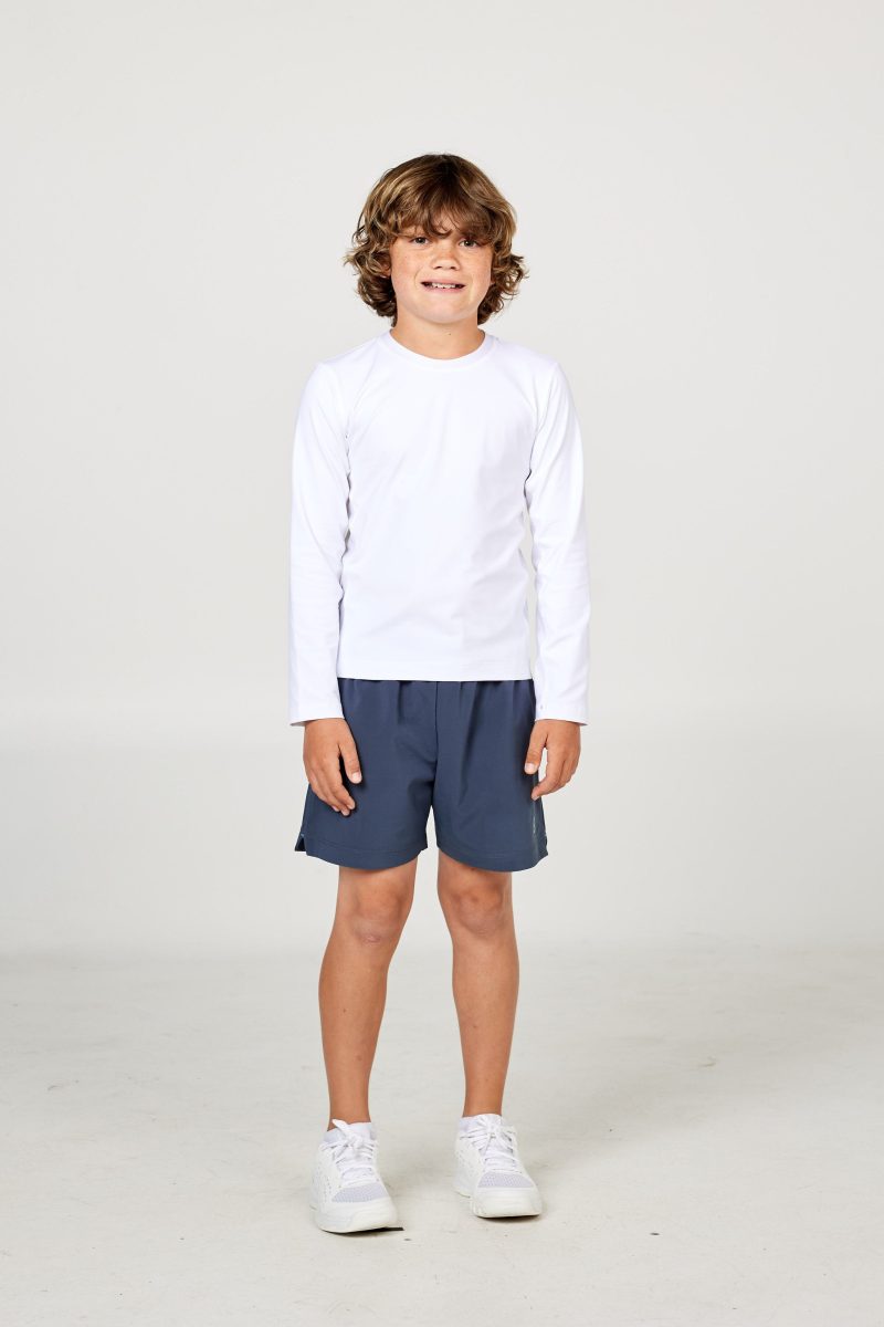 Perfect Volley Charcoal Boys' Tennis Shorts by Sofibella, front view