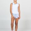 Girls' tennis tank top by Sofibella, front view on model