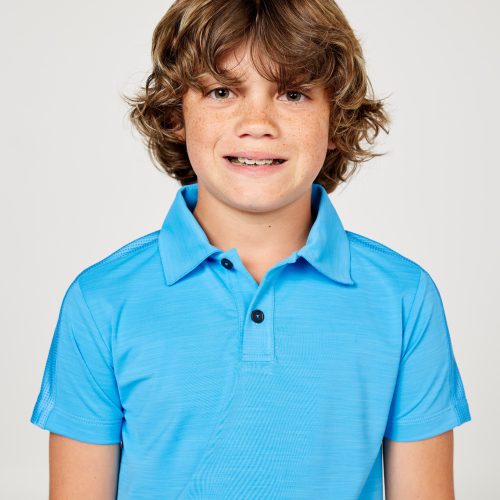 Perfect Volley Turquoise Boy's Short Sleeve Polo  Tennis Top by Sofibella, front view