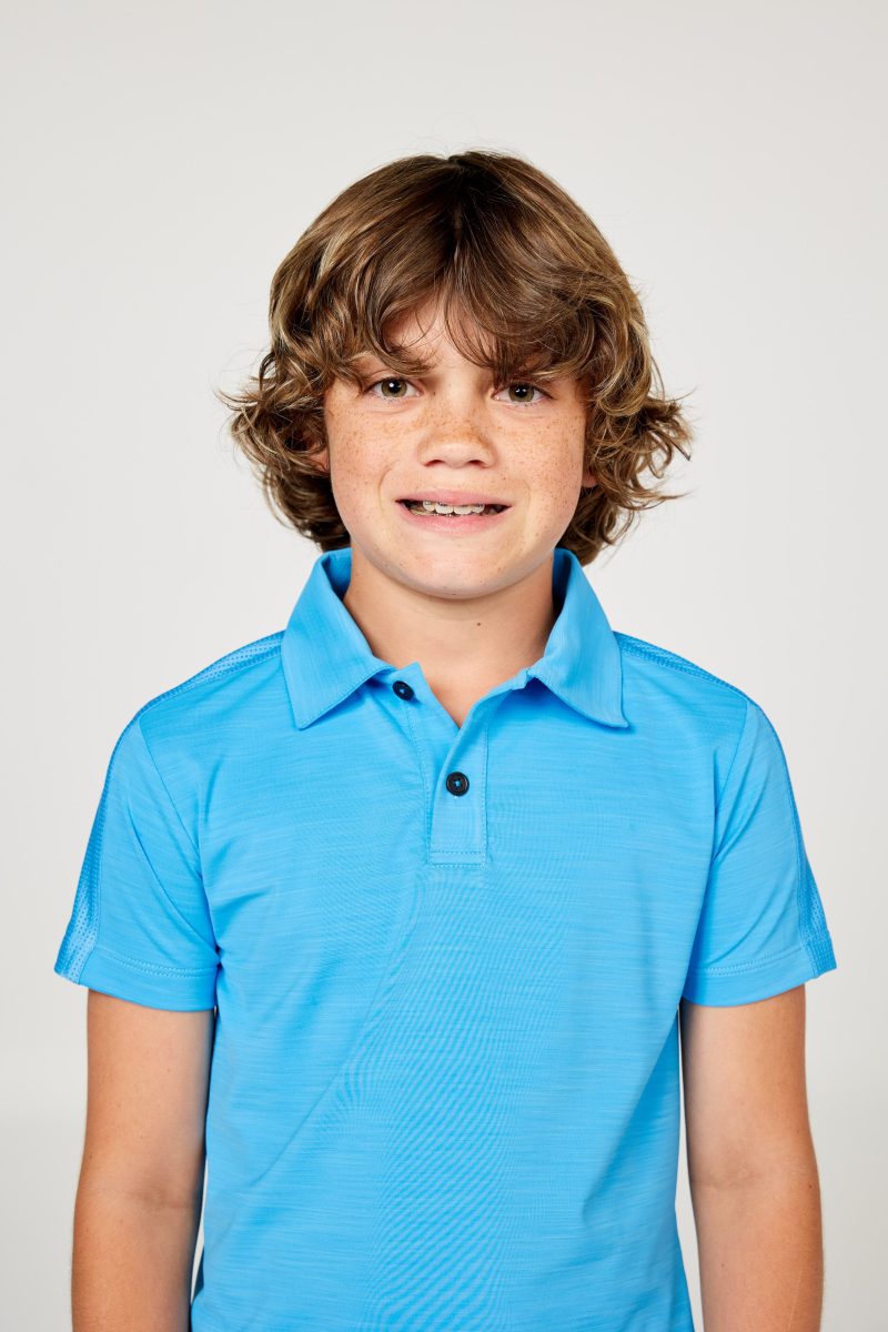 Perfect Volley Turquoise Boy's Short Sleeve Polo  Tennis Top by Sofibella, front view