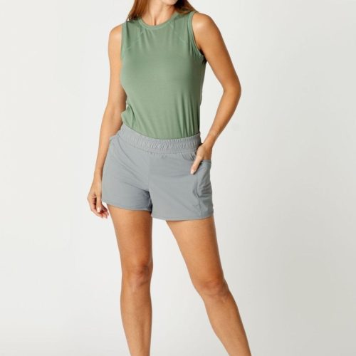 Athletic Grey Tennis Shorts by Sofibella, front view