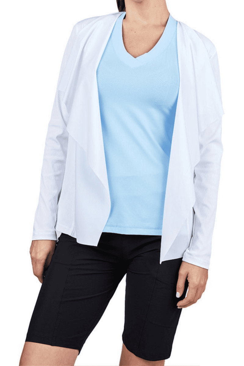 Women's White Performance Jacket by Sofibella, front view