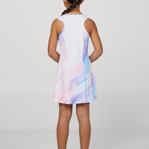 Girl's Watercolor Sleeveless Tennis Dress by Sofibella, back view