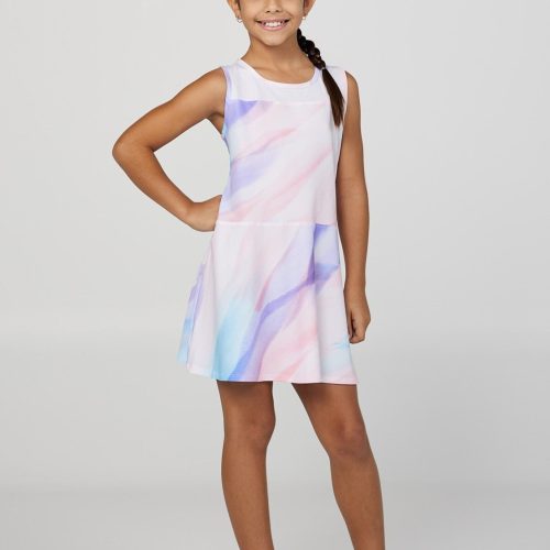 Girl's Watercolor Sleeveless Tennis Dress by Sofibella, side view