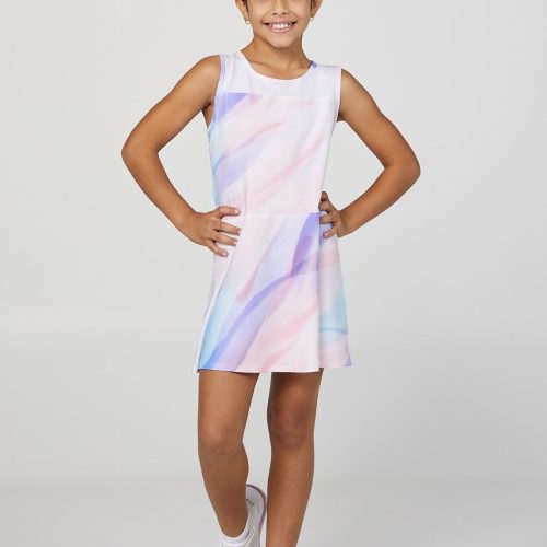 Girl's Watercolor Sleeveless Tennis Dress by Sofibella, front view