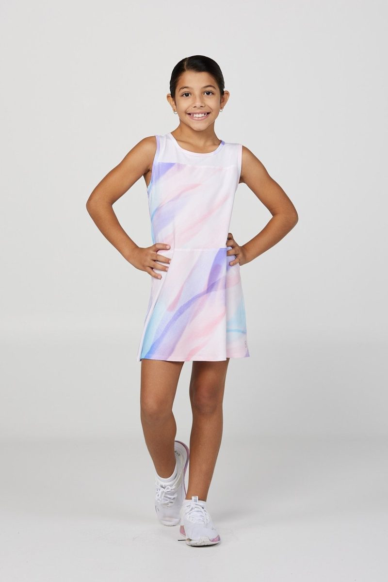 Girl's Watercolor Sleeveless Tennis Dress by Sofibella, front view