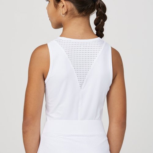 Girl's White Tennis Tank Top - On the Dot, by Sofibella, detail of back