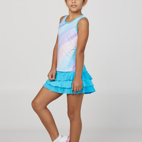 Girl's Watercolor Print Tennis Tank Top by Sofibella, side view