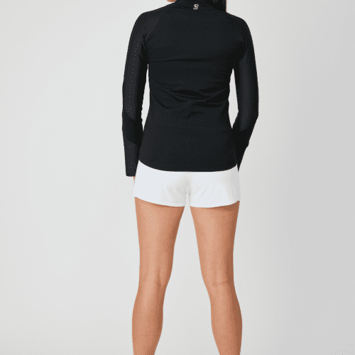 UV Staples Mesh Inserts Performance Black Zipper Jacket by Sofibella, back view