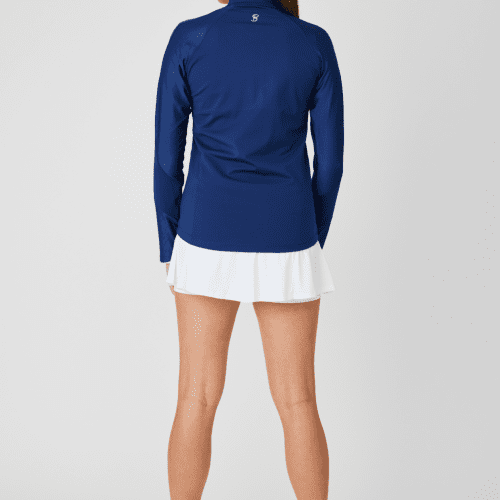 UV Staples Mesh Inserts Performance Navy Zipper Jacket by Sofibella, back view