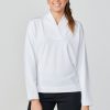 UV Staples Overlapping V Neck White Tennis Pullover by Sofibella, front view