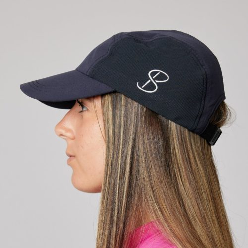 Black Tennis Snap Cap with UV Protection by  Sofibella, side view