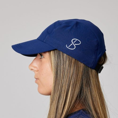 Navy Tennis Snap Cap with UV Protection by  Sofibella, side view